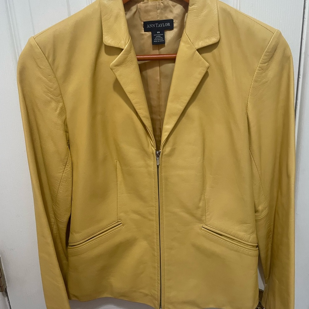 [ leather]Ann Taylor Mustard Leather Jacket